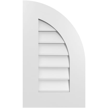 Ekena Millwork Quarter Round Top Right Surface Mount PVC Gable Vent w/ 3-1/2"W x 1"P Standard Frame, 14"W x 24"H GVPQR14X2401SN